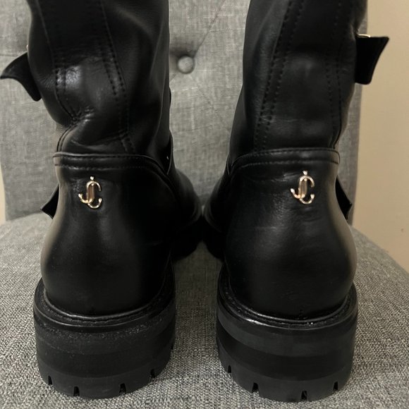 Jimmy Choo Youth II black smooth leather biker boots - Picture 4 of 12